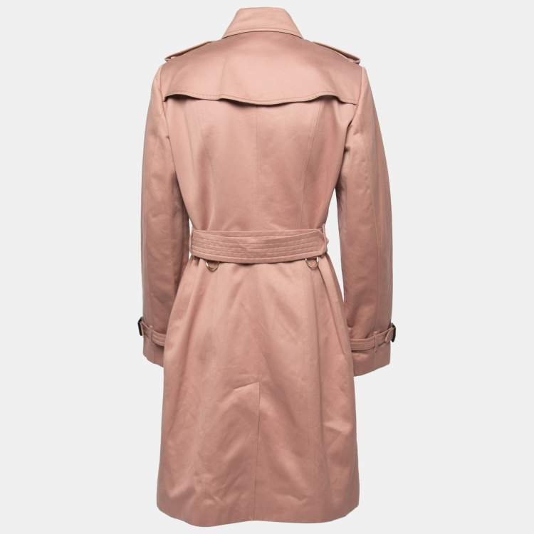 مملوكة مسبقًا Burberry Pink Cotton Double Breasted Belted Trench Coat M