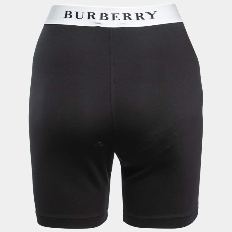 مملوكة مسبقًا Burberry Black Jersey Logo Waistband Detail Shorts L