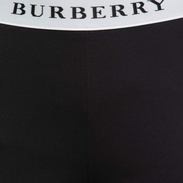 مملوكة مسبقًا Burberry Black Jersey Logo Waistband Detail Shorts L