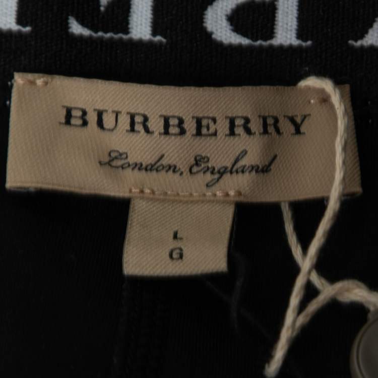 مملوكة مسبقًا Burberry Black Jersey Logo Waistband Detail Shorts L