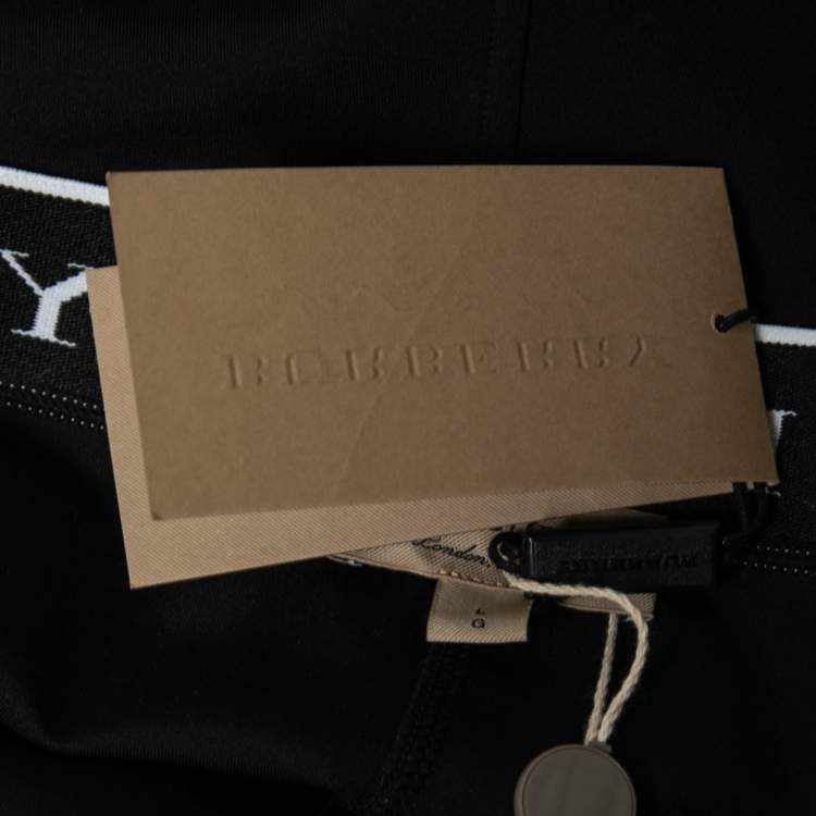 مملوكة مسبقًا Burberry Black Jersey Logo Waistband Detail Shorts L