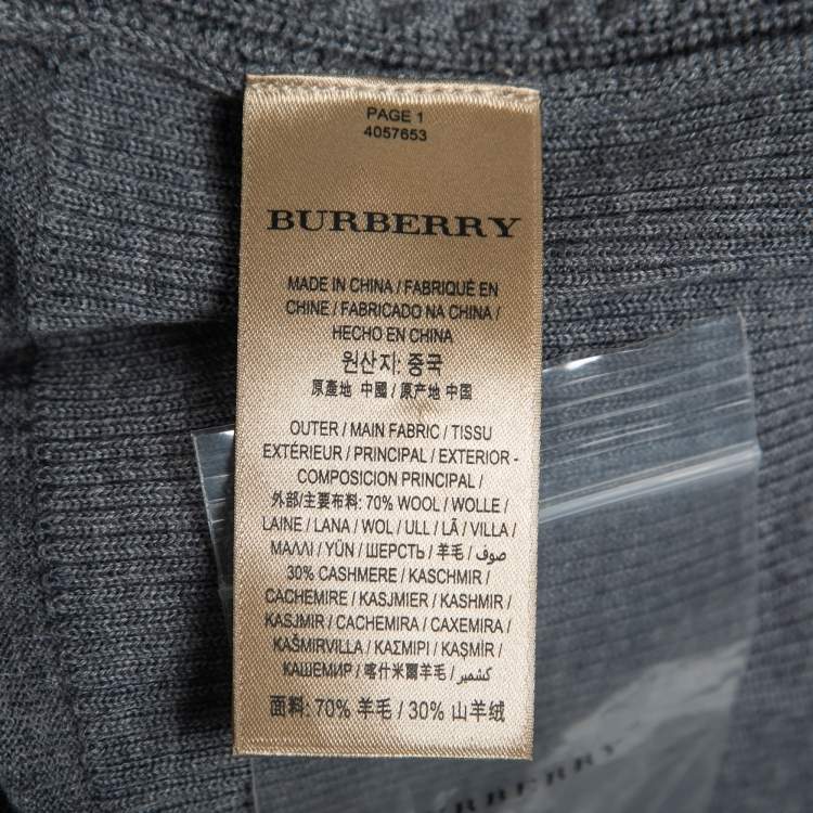 Pre Owned Burberry Grey Wool Ruffled Sleeve Button Front Cardigan L