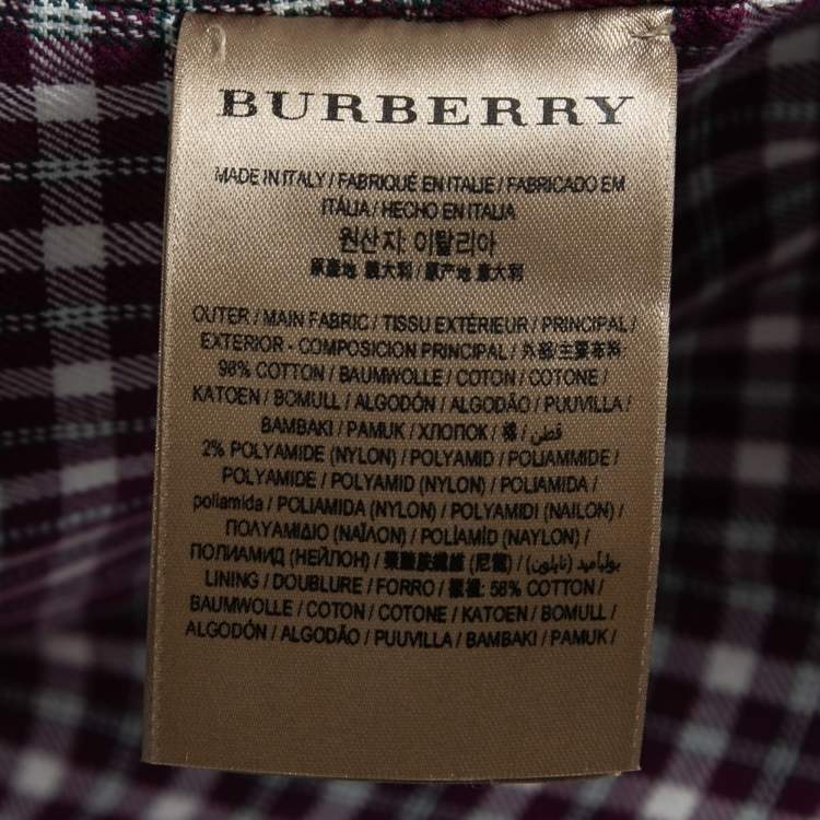 Pre Owned Burberry Purple Check Patterned Cotton Single-Breasted Blazer S   