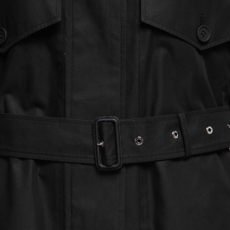 Pre Owned Burberry Black Gabardine Swingate Belted Trench Coat L 
