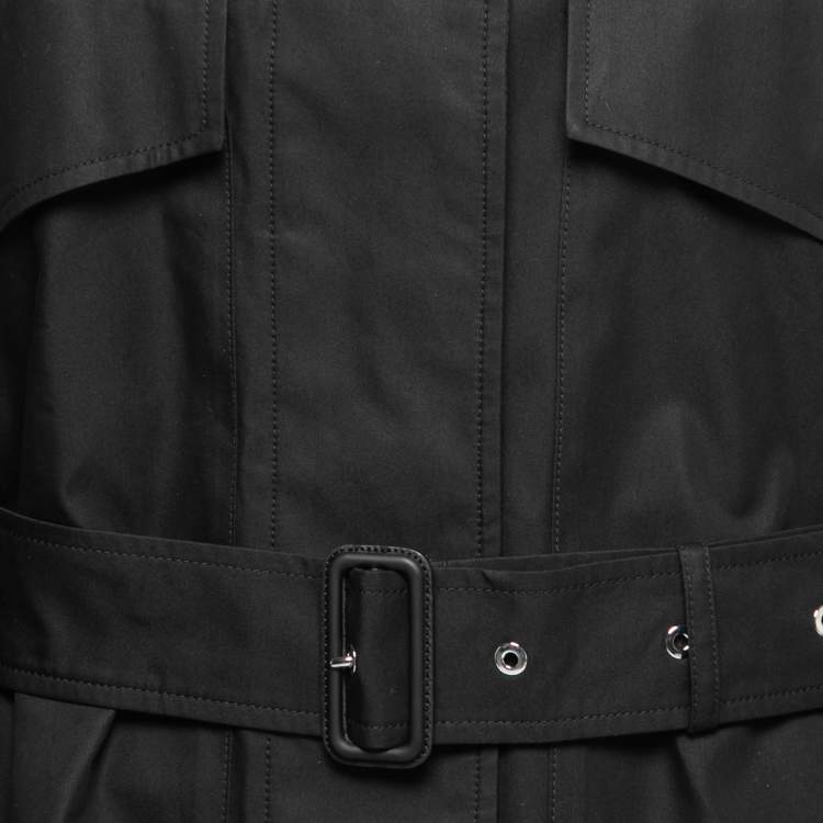 Pre Owned Burberry Black Gabardine Swingate Belted Trench Coat M