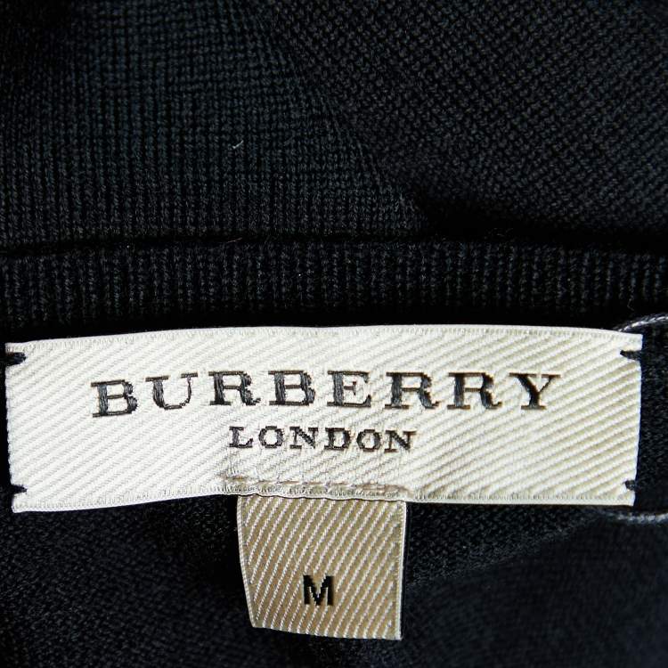 مملوكة مسبقًا Burberry Black Wool V-Neck Sweater M