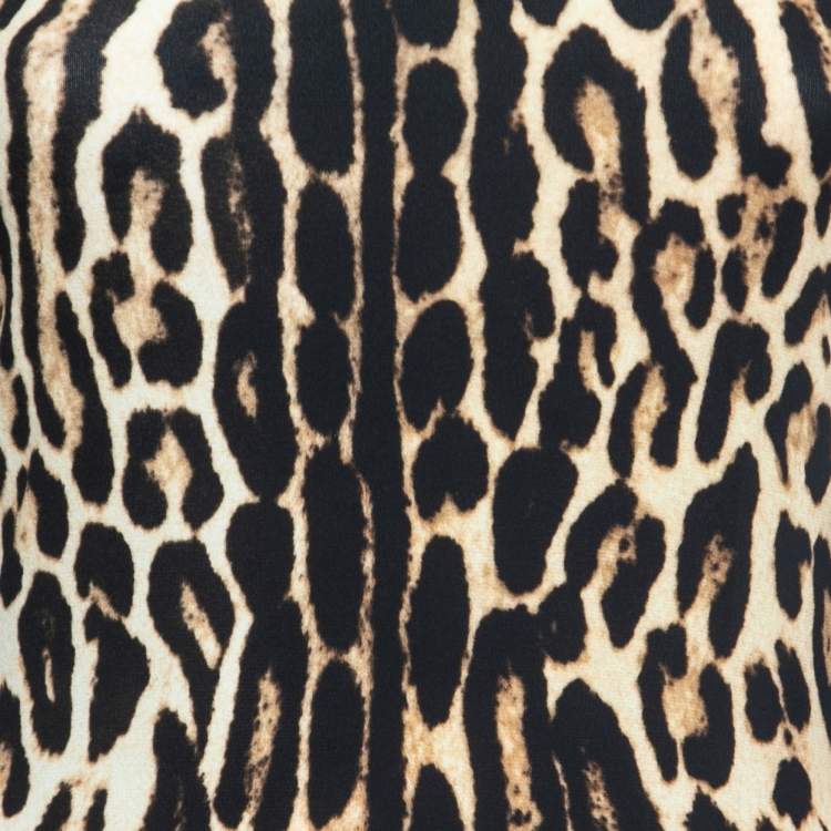 Pre Owned Burberry Beige Leopard Print Stretch Jersey Midi Dress M