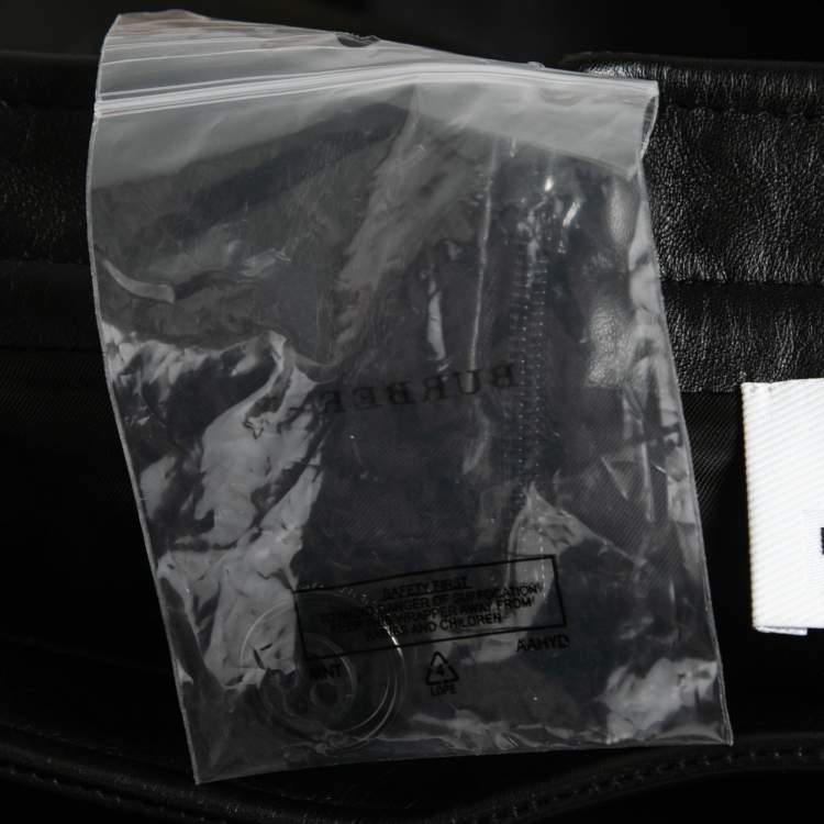 Pre Owned Burberry Black Leather Cut Out Pencil Skirt S