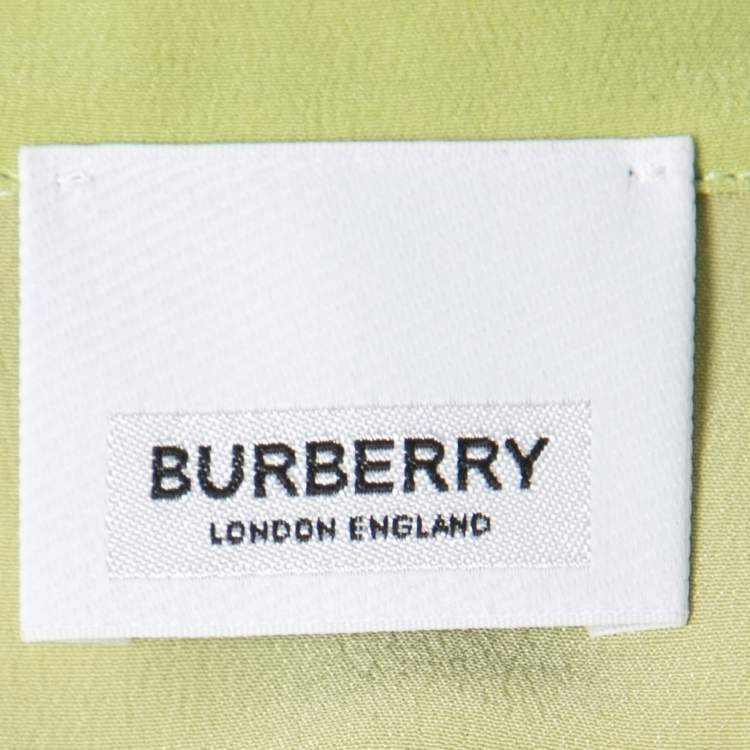 Pre Owned Burberry Green Silk Zip-Up Bowling Shirt S