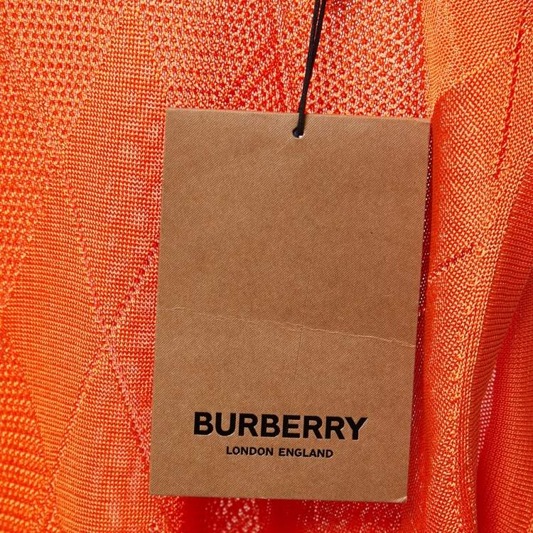 Pre Owned Burberry Orange Diamond Patterned Knit Sleeveless Top M