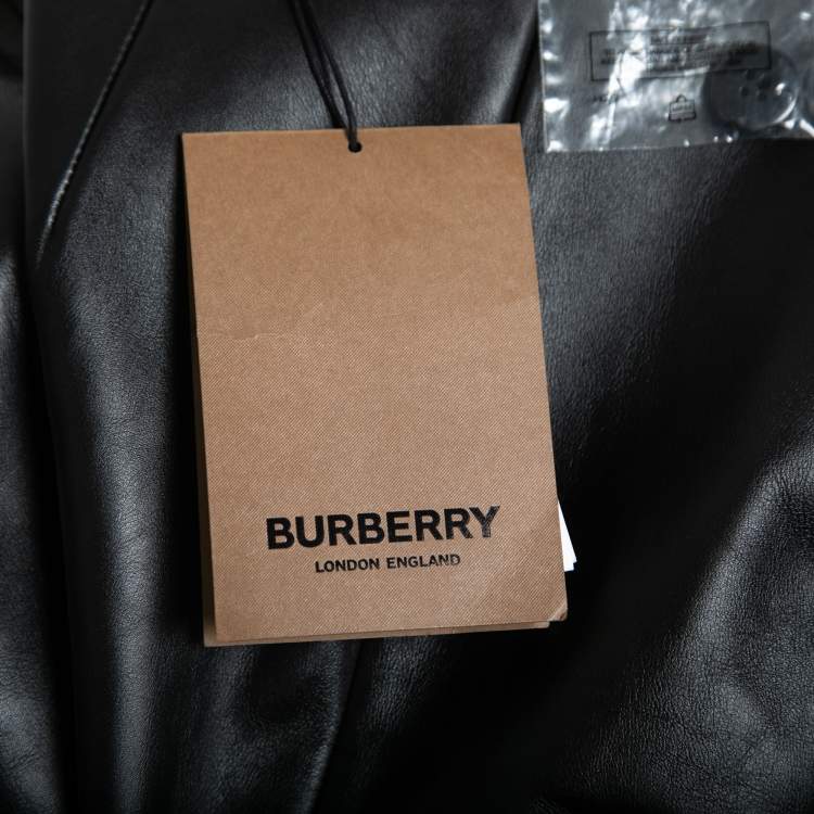 Pre Owned Burberry Black Leather Step-Through Pencil Skirt S