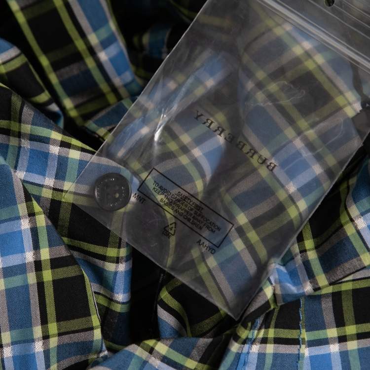Pre Owned Burberry Blue Checked Cotton Lampton Belted Jumpsuit M