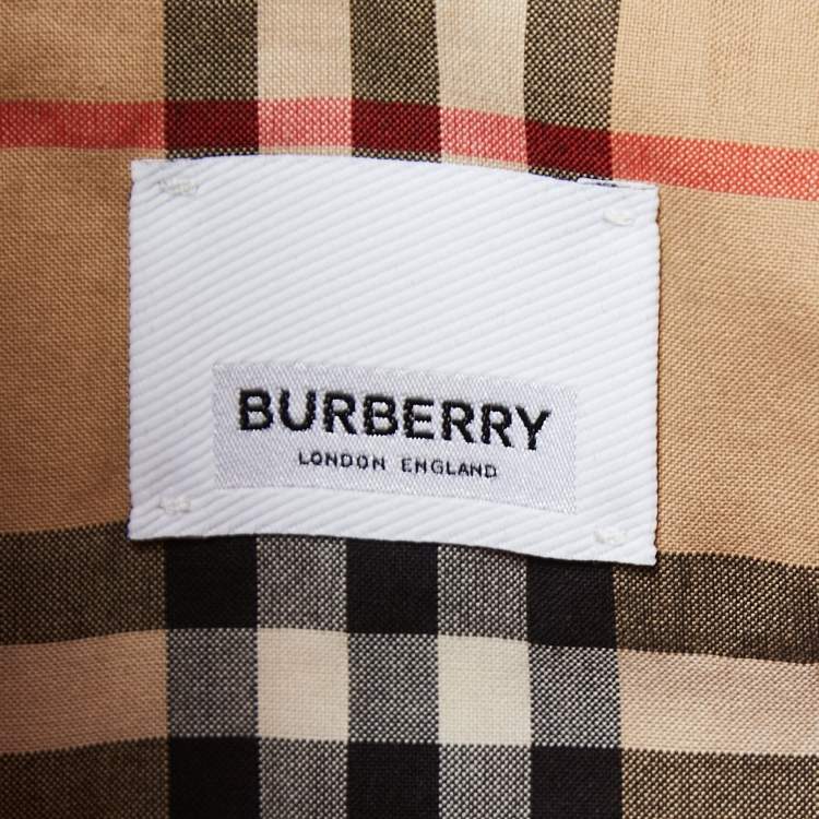 Pre Owned Burberry Red Glossed-Vinyl Belt Detailed Coat S