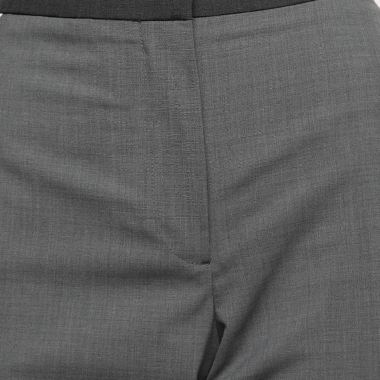 Pre Owned Burberry Grey Crepe Wool Side Stripe Trousers M