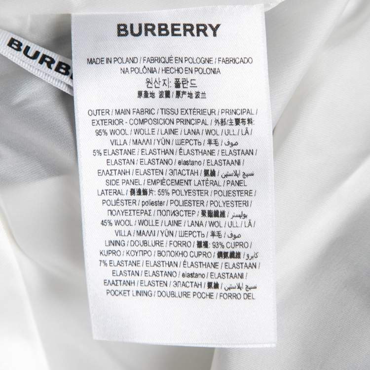 Pre Owned Burberry Grey Crepe Wool Side Stripe Trousers M