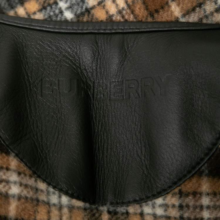 Pre Owned Burberry Brown Checked Wool Fringed Cape One Size