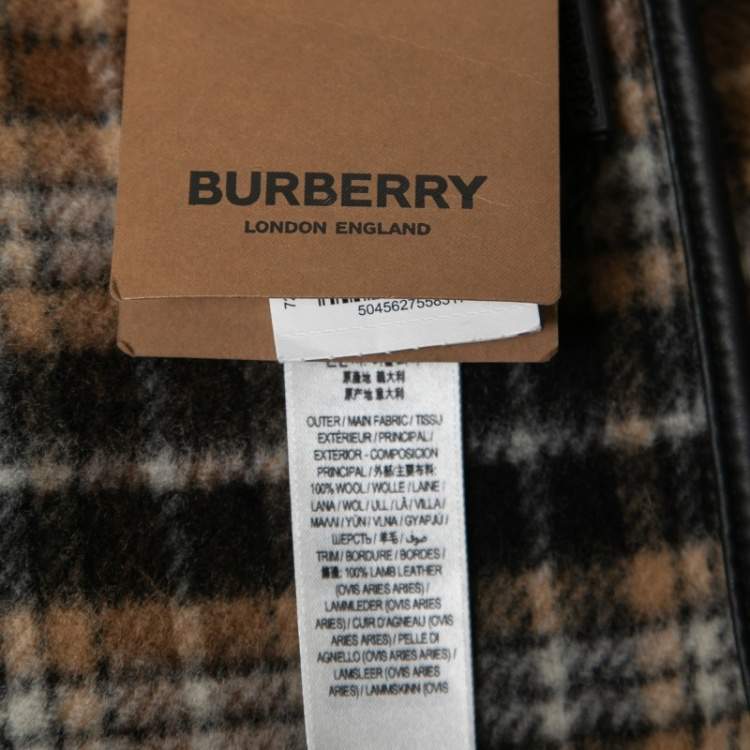 Pre Owned Burberry Brown Checked Wool Fringed Cape One Size