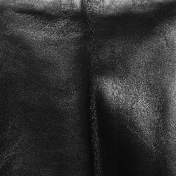 Pre Owned Burberry Black Leather Cut Out Pencil Skirt XS