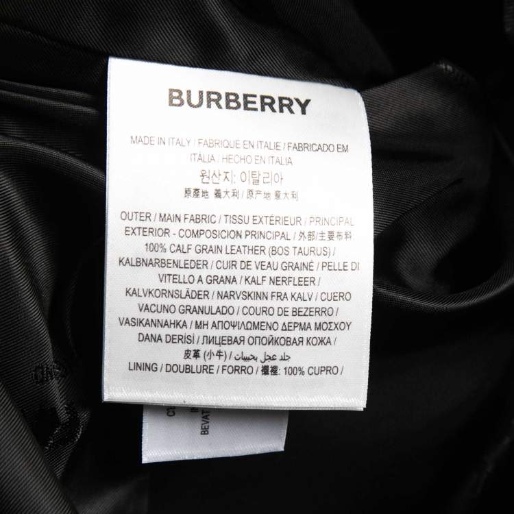 Pre Owned Burberry Black Leather Cut Out Pencil Skirt XS