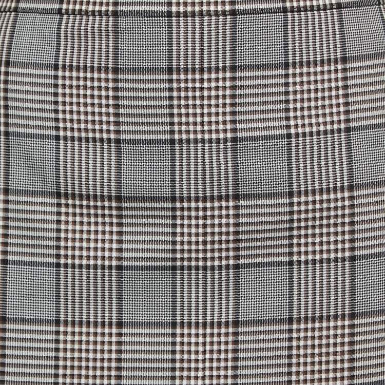 Pre Owned Burberry Deep Taupe Checked Wool Pencil Skirt S