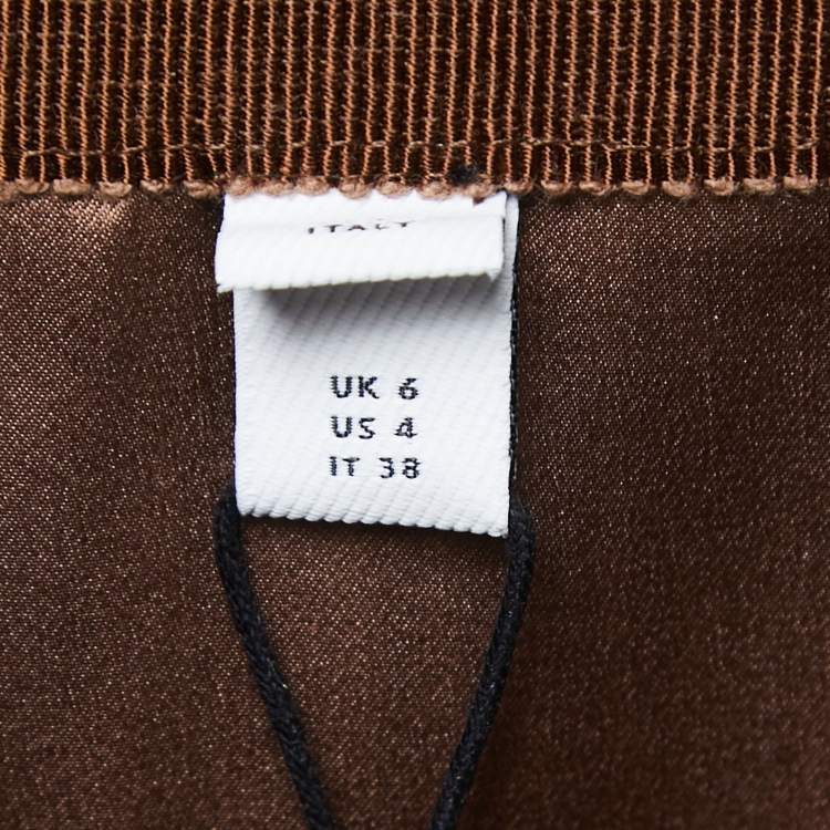 Pre Owned Burberry Deep Taupe Checked Wool Pencil Skirt S