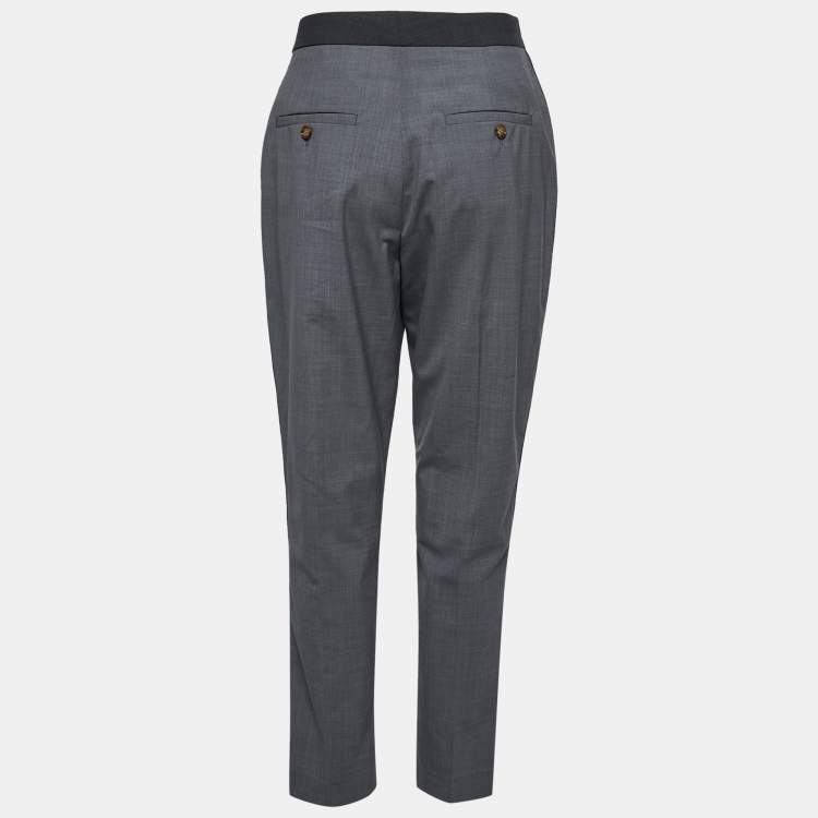 Pre Owned Burberry Grey Wool Stripe Detail Jacinda Cropped Trousers M