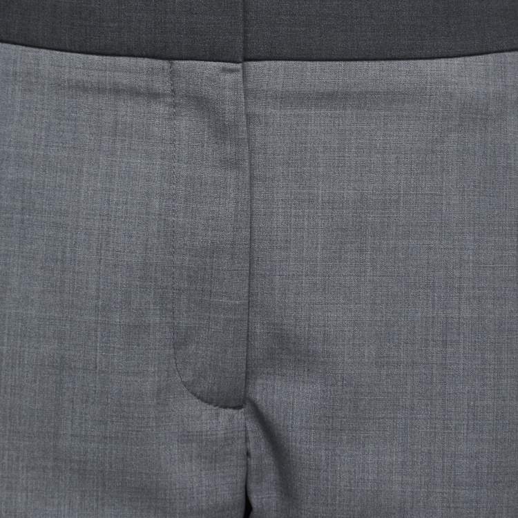 Pre Owned Burberry Grey Wool Stripe Detail Jacinda Cropped Trousers M