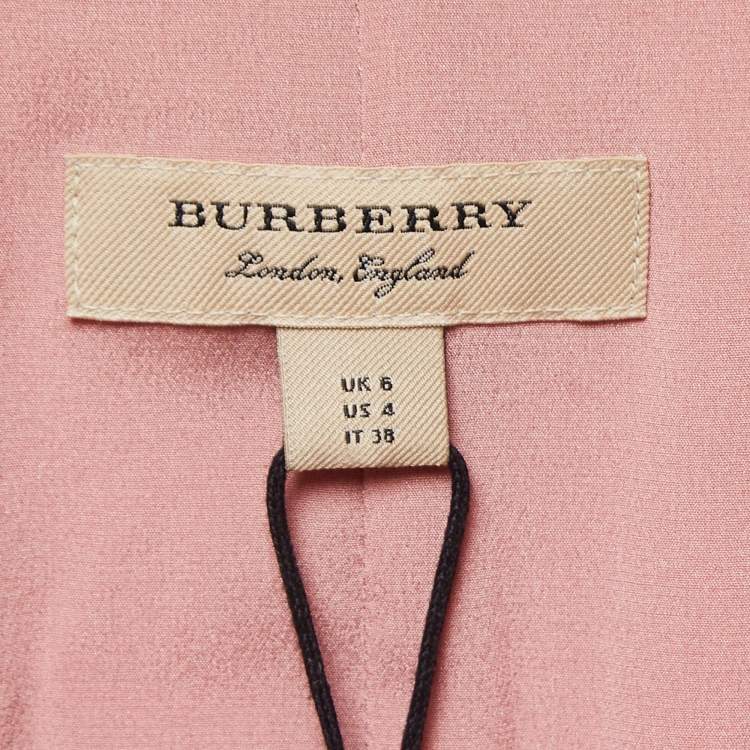 Pre Owned Burberry Dusty Pink Silk Wrap Trench Midi Dress S