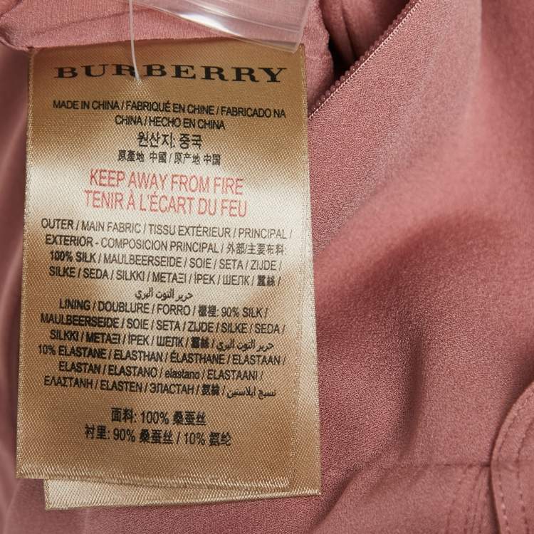 Pre Owned Burberry Dusty Pink Silk Wrap Trench Midi Dress S