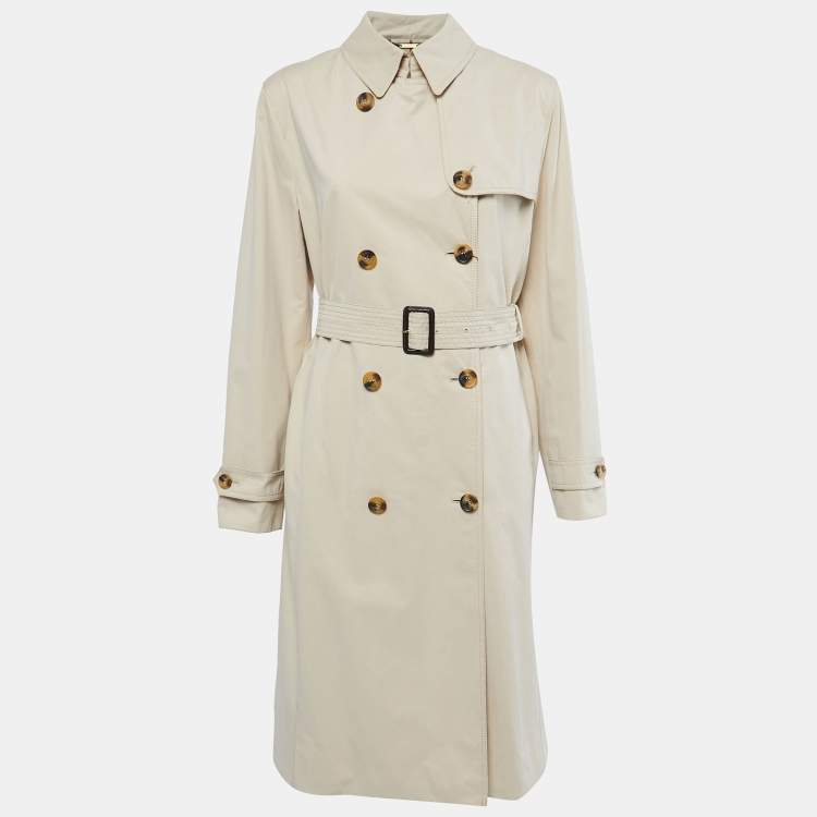 Pre Owned Burberry Beige Synthetic Double Breasted Trench Coat M