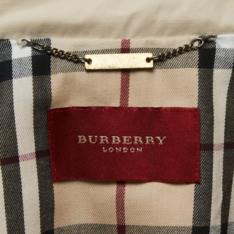 Pre Owned Burberry Beige Synthetic Double Breasted Trench Coat M