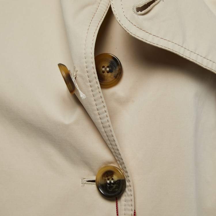 Pre Owned Burberry Beige Synthetic Double Breasted Trench Coat M
