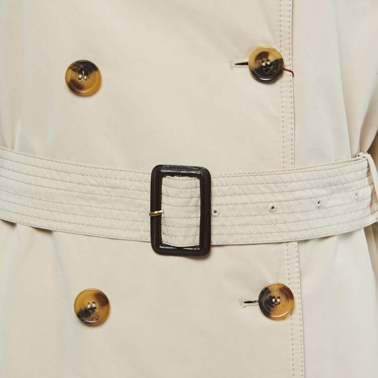 Pre Owned Burberry Beige Synthetic Double Breasted Trench Coat M