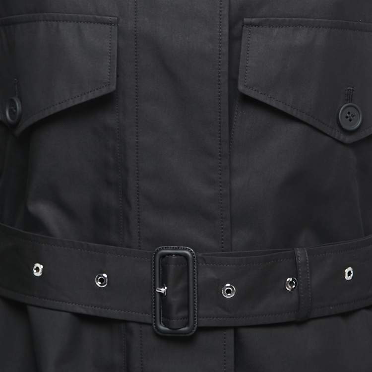 Pre Owned Burberry Black Gabardine Swingate Belted Trench Coat L 