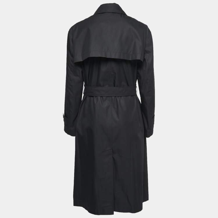 Pre Owned Burberry Black Gabardine Swingate Belted Trench Coat L 