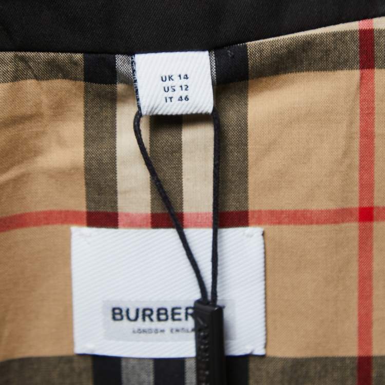 Pre Owned Burberry Black Gabardine Swingate Belted Trench Coat L 
