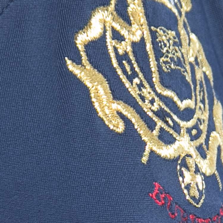 Pre Owned Burberry Navy Blue Logo Embroidered Nylon Bikini L 