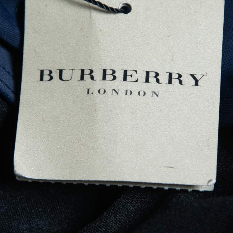 Pre Owned Burberry Navy Blue Logo Embroidered Nylon Bikini L 