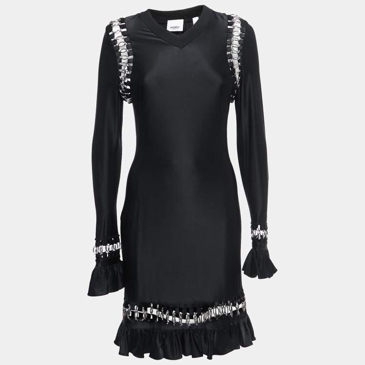 Pre Owned Burberry Black Jersey Chain Detailed Short Dress M