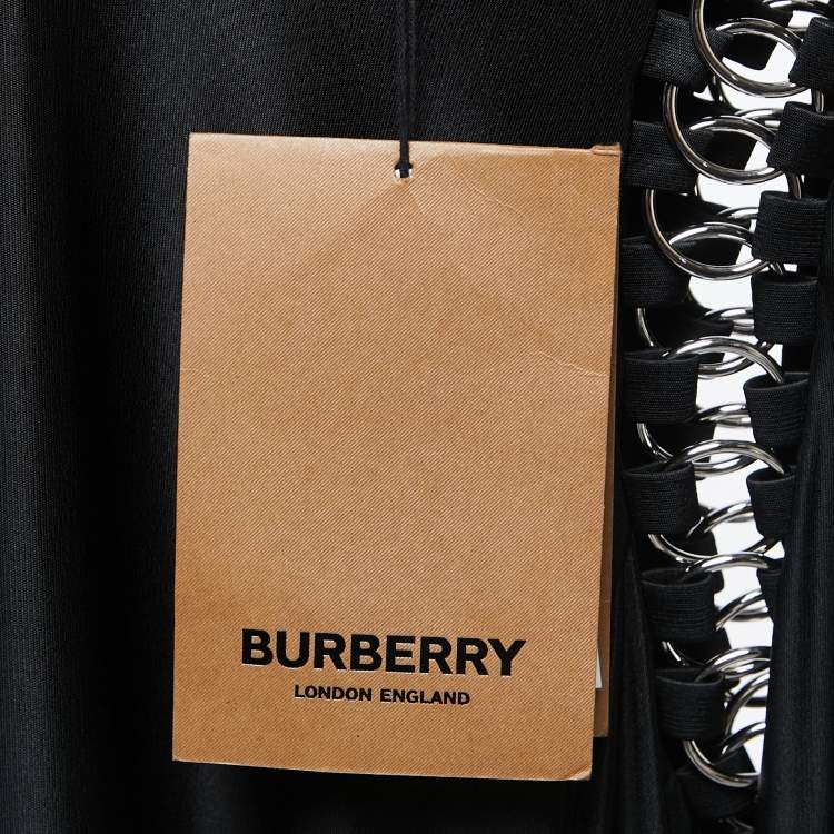 Pre Owned Burberry Black Jersey Chain Detailed Short Dress M