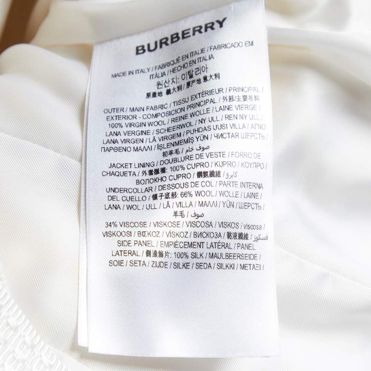 Pre Owned Burberry Off-White Wool Quilted Detail Belted Blazer L