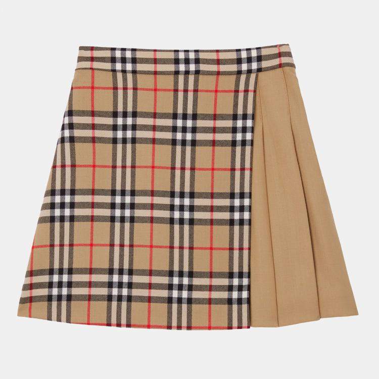 Check print pleated wool skirt - Burberry - Girls | Luisaviaroma