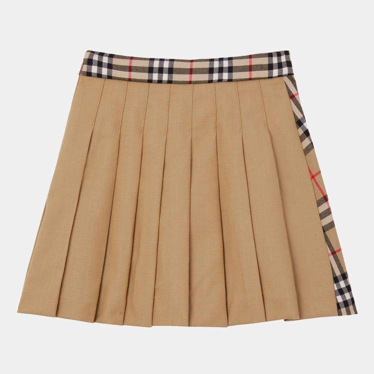 Kids Beige Exaggerated Check Skirt by Burberry | SSENSE