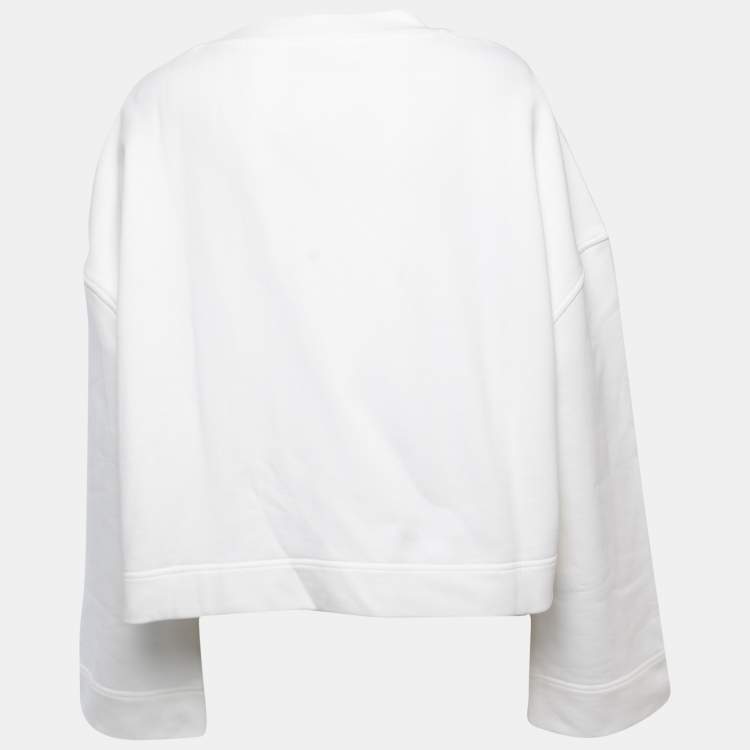 【関税&送料込】Burberry White Stretch Cotton Sweatshirt Burberry Kids logo-embroidered Cotton Sweatshirt | White
