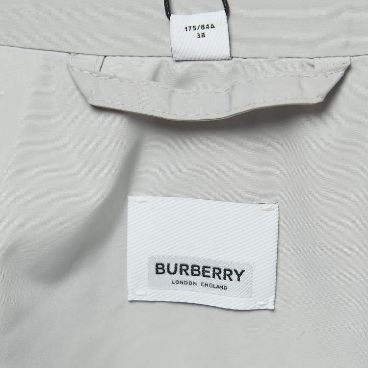 Pre Owned Burberry Grey Nylon Synthetic Zip Front Jacket S