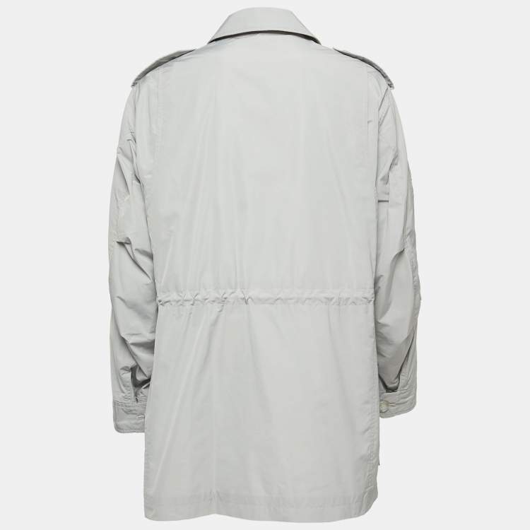 Pre Owned Burberry Grey Nylon Synthetic Zip Front Jacket S