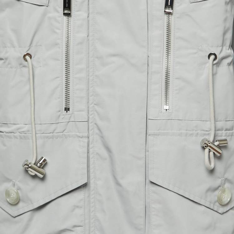 Pre Owned Burberry Grey Nylon Synthetic Zip Front Jacket S