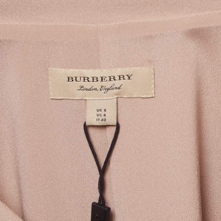 Pre Owned Burberry Blush Pink Silk Belted Dress S