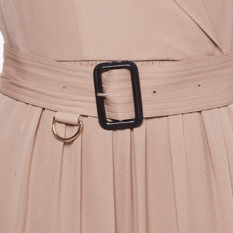 Pre Owned Burberry Blush Pink Silk Belted Dress S