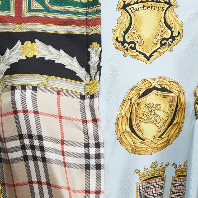 Pre Owned Burberry Multicolor Printed Silk Belted Shirt Dress S